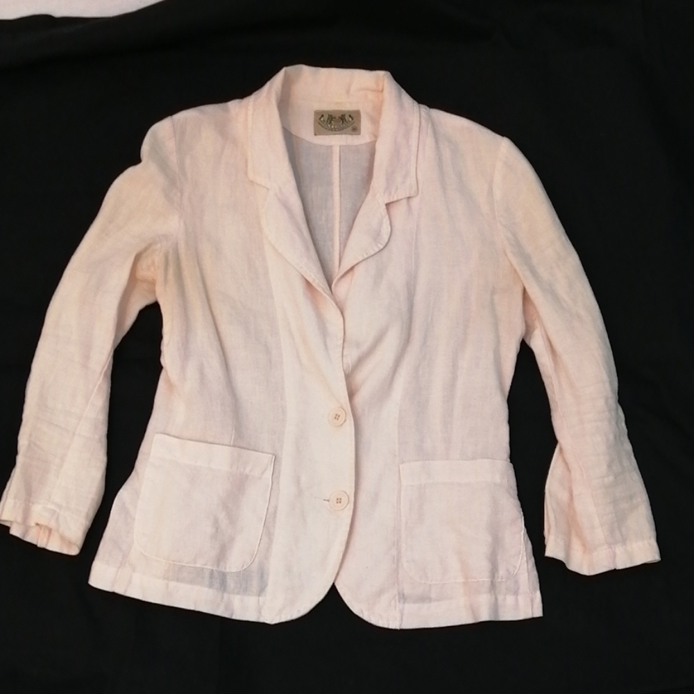 Juicy Couture Pink 100% Linen Blazer Jacket Y2K Sz Medium